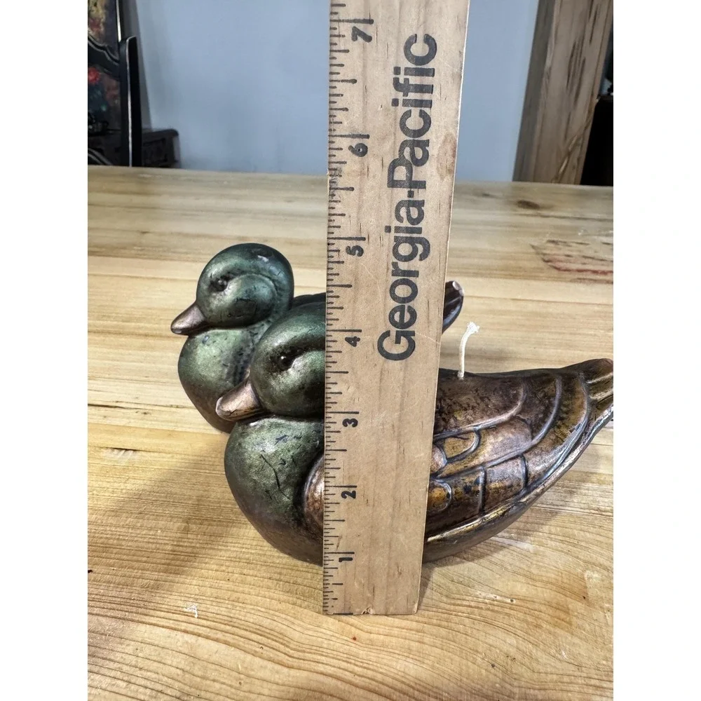 Duck Shaped Brown Resin Wax Candles Set‎ Of 2 Single Wick Rustic Primitive Decor